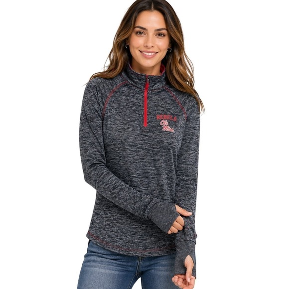 Colosseum Tops - Colosseum Pullover Women S Navy Blue Ole Miss Rebels NCAA Space Dye Quarter Zip